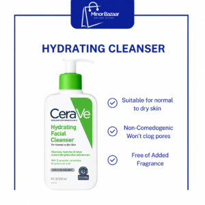 CeraVe Hydrating Facial Cleanser – Gentle Face Wash for Normal to Dry Skin (237ml)